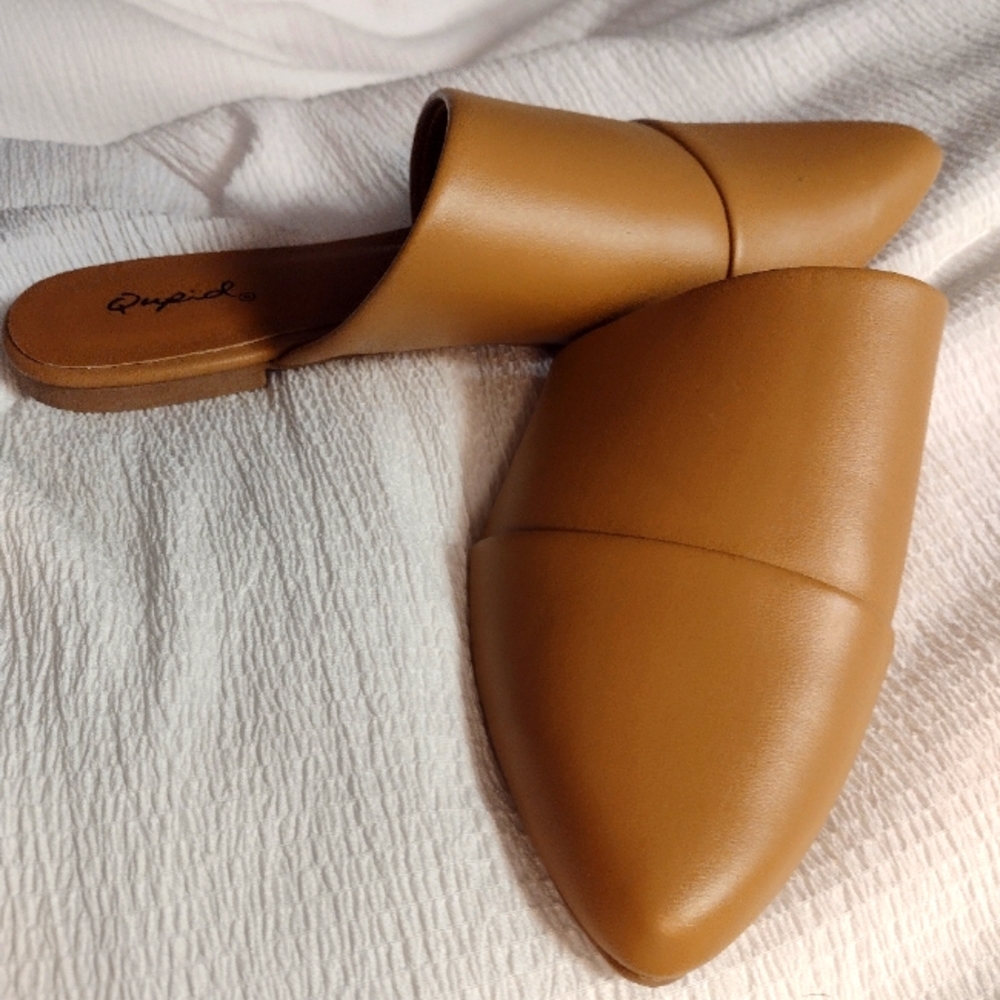 Tan pointed toe classic flats